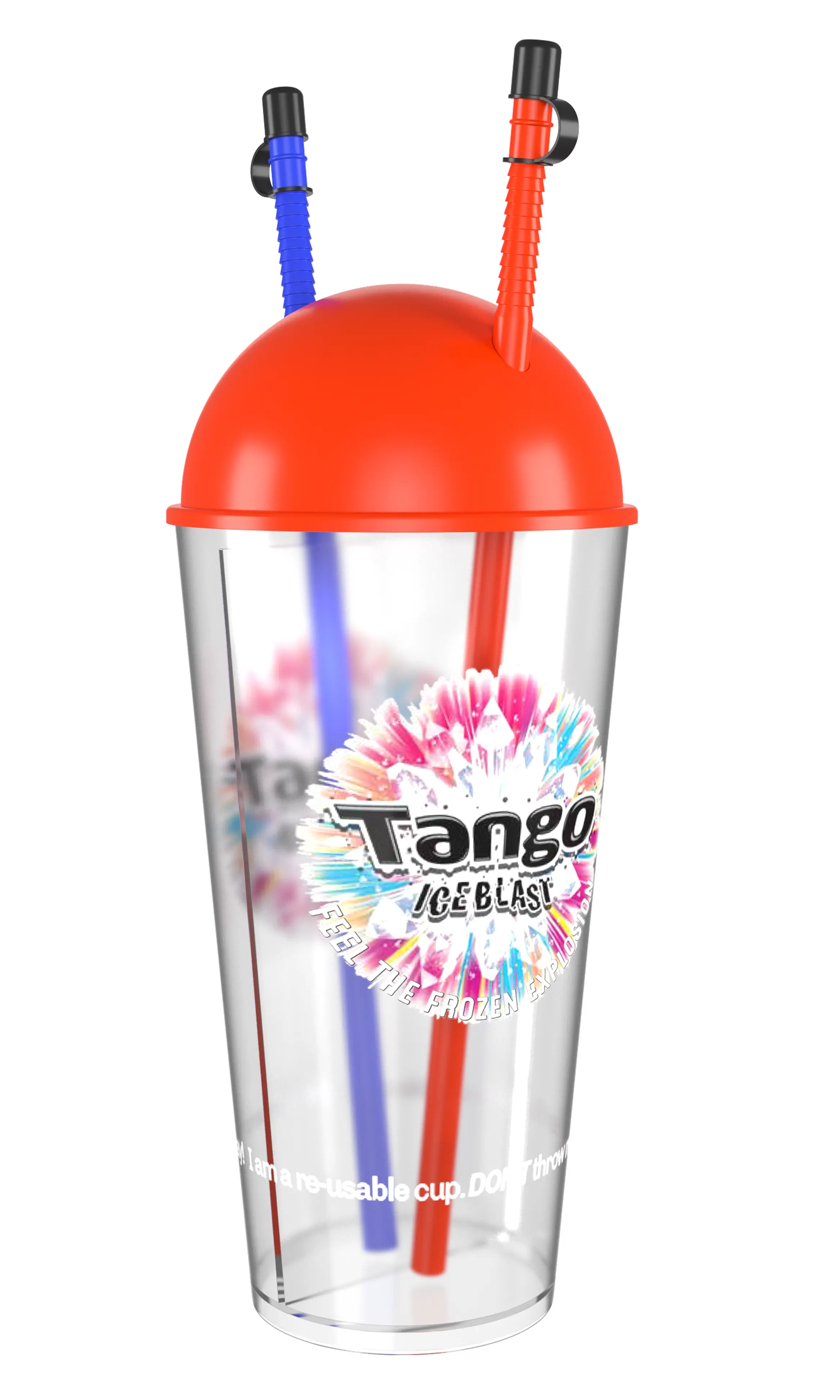 Tango Ice Blast reusable dome-lid cup with twin straws