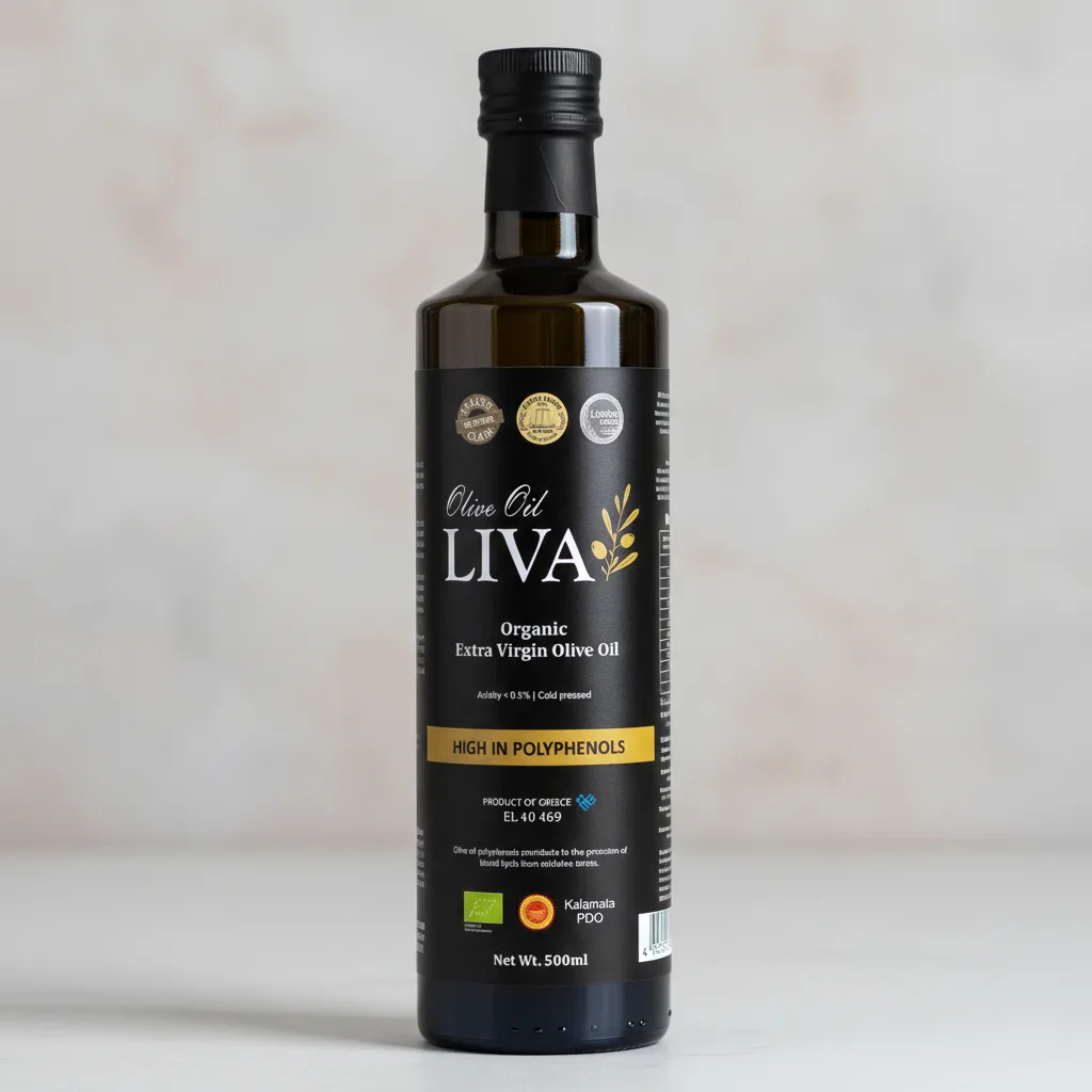 LIVA organic extra virgin olive oil, 500ml bottle